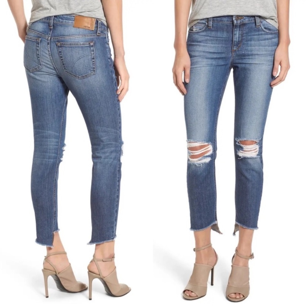 Revolve Joes Jeans Blondie Skinny Ankle Jeans Distressed Asymmetrical Raw hem